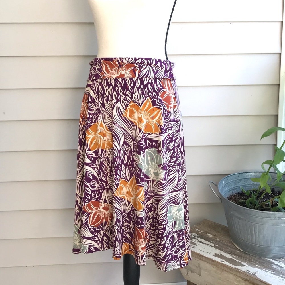 Boho pattern purple spring floral skirt azure